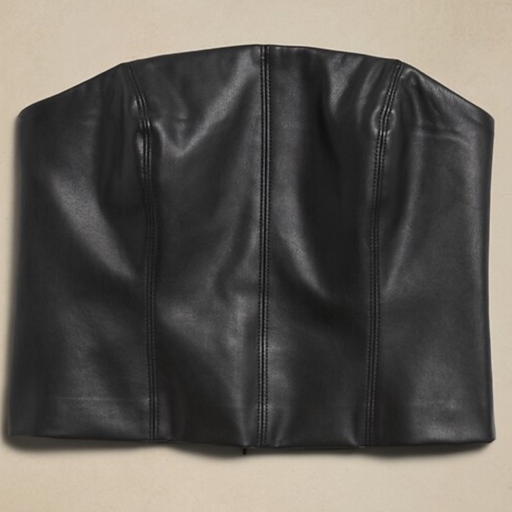 Banana Republic Black Leather Crop Top
